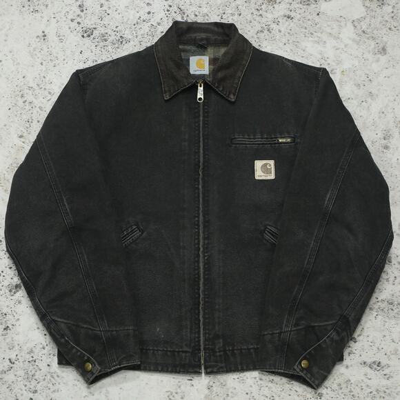 RARE Vintage Carhartt J43 ONX Onyx Faded Black Detroit Jacket Size Medium - Picture 4 of 16